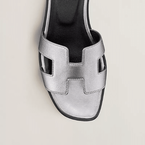 H**me5 Slippers Flat Oran Silver And Black H021056Z