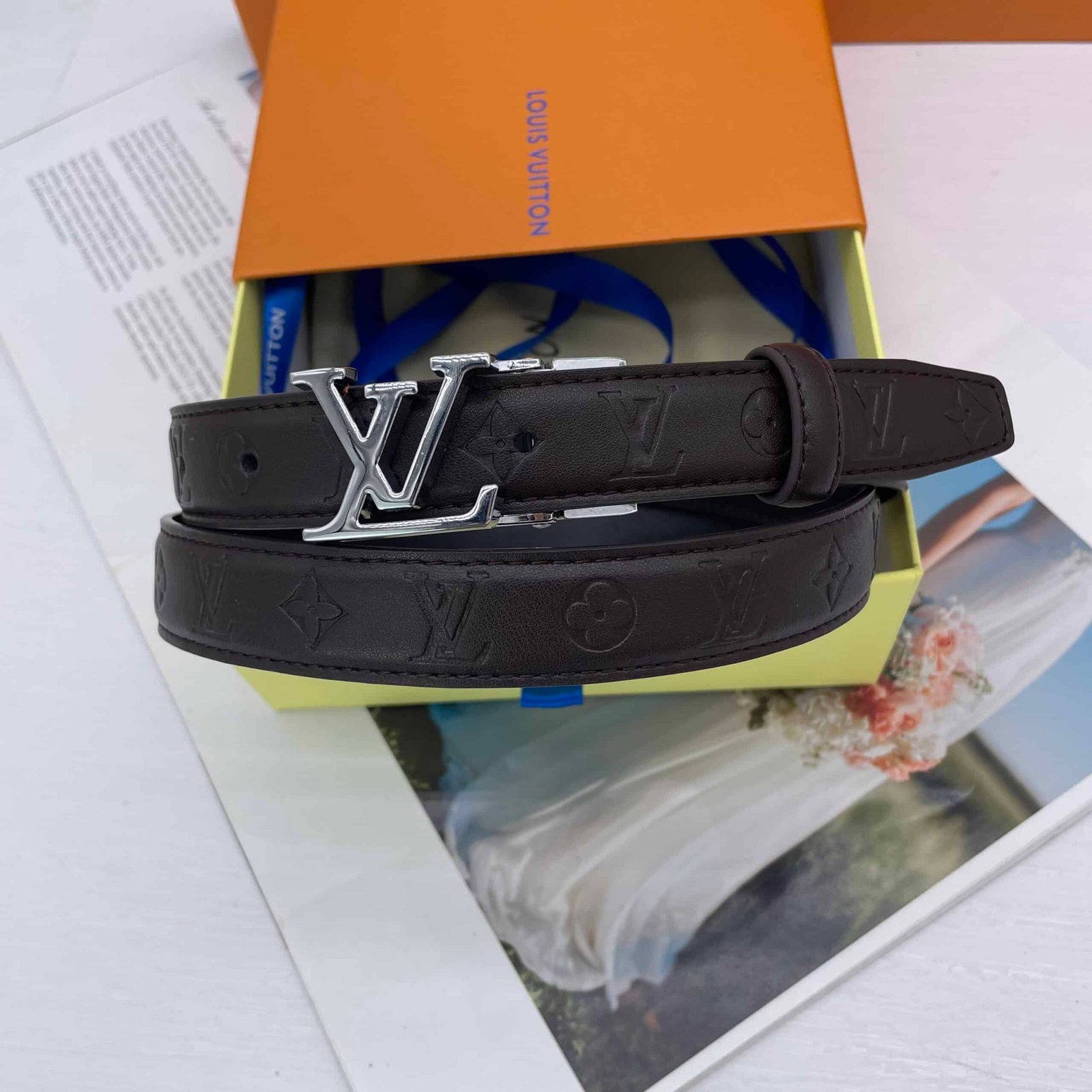 L0vis Vvtt0n Initiales Leather Belt Monogram Black 25Mm