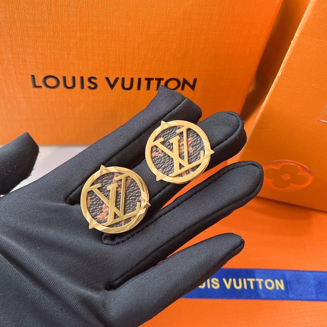 L0vis Vvtt0n Compass Monogram Earrings Gold