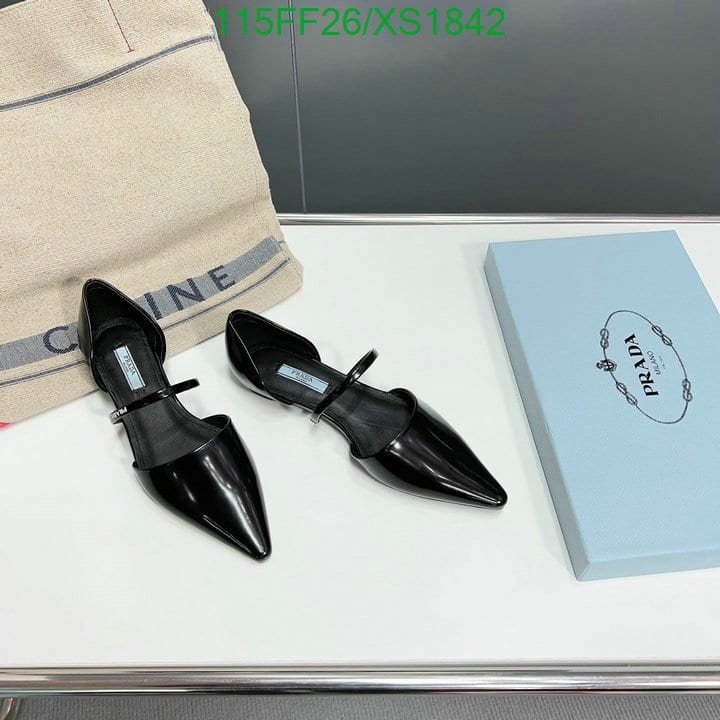 Pra*a Leather Ballet Flats Black