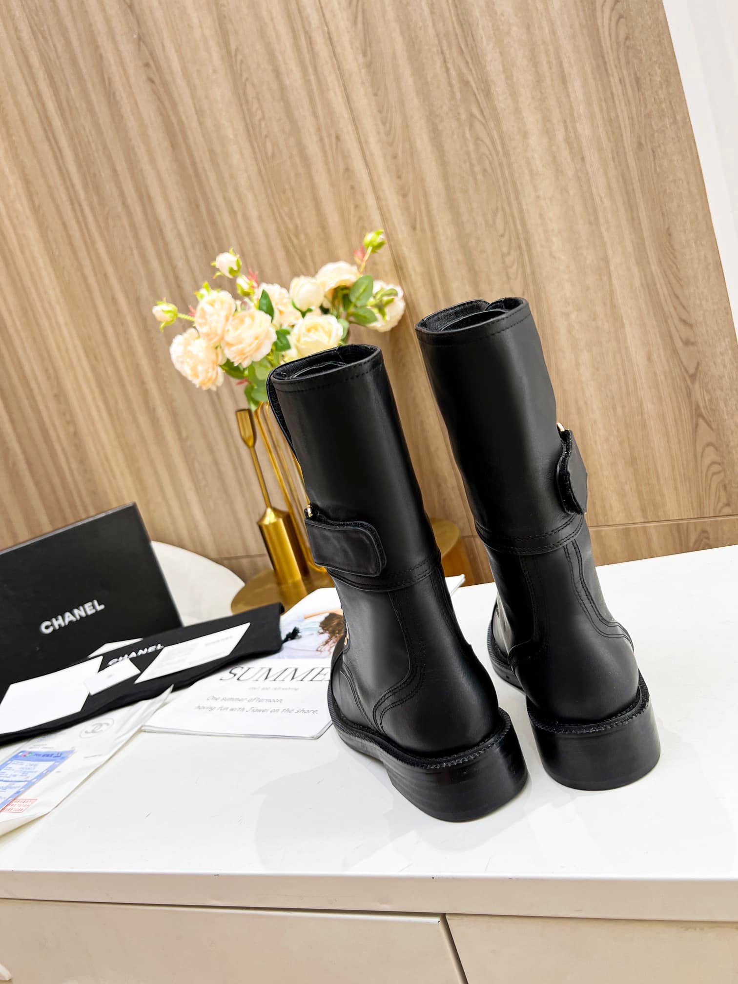 Ch**el Short Black Biker Boot