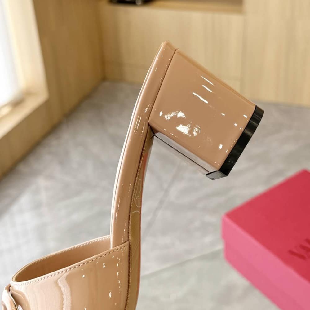 Va1e*ntin0 Vlogo Signature Patent Leather Slide Sandal Rose Cannelle 60Mm 6W2S0Ha6Tmk Gf9