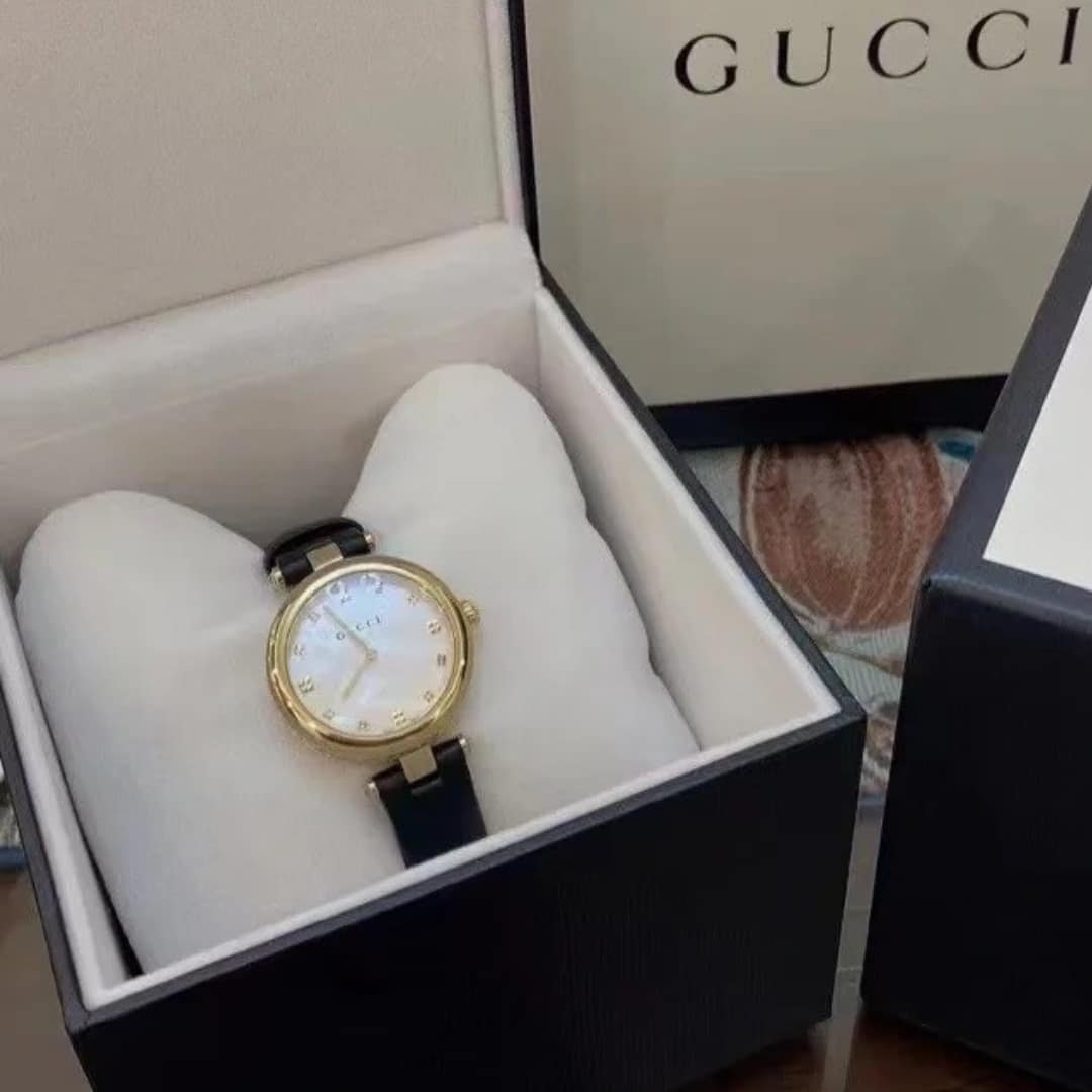 Gvc*1 Diamantissima Swiss Quartz With Black Strap And Gold Tone 27Mm Ya141404