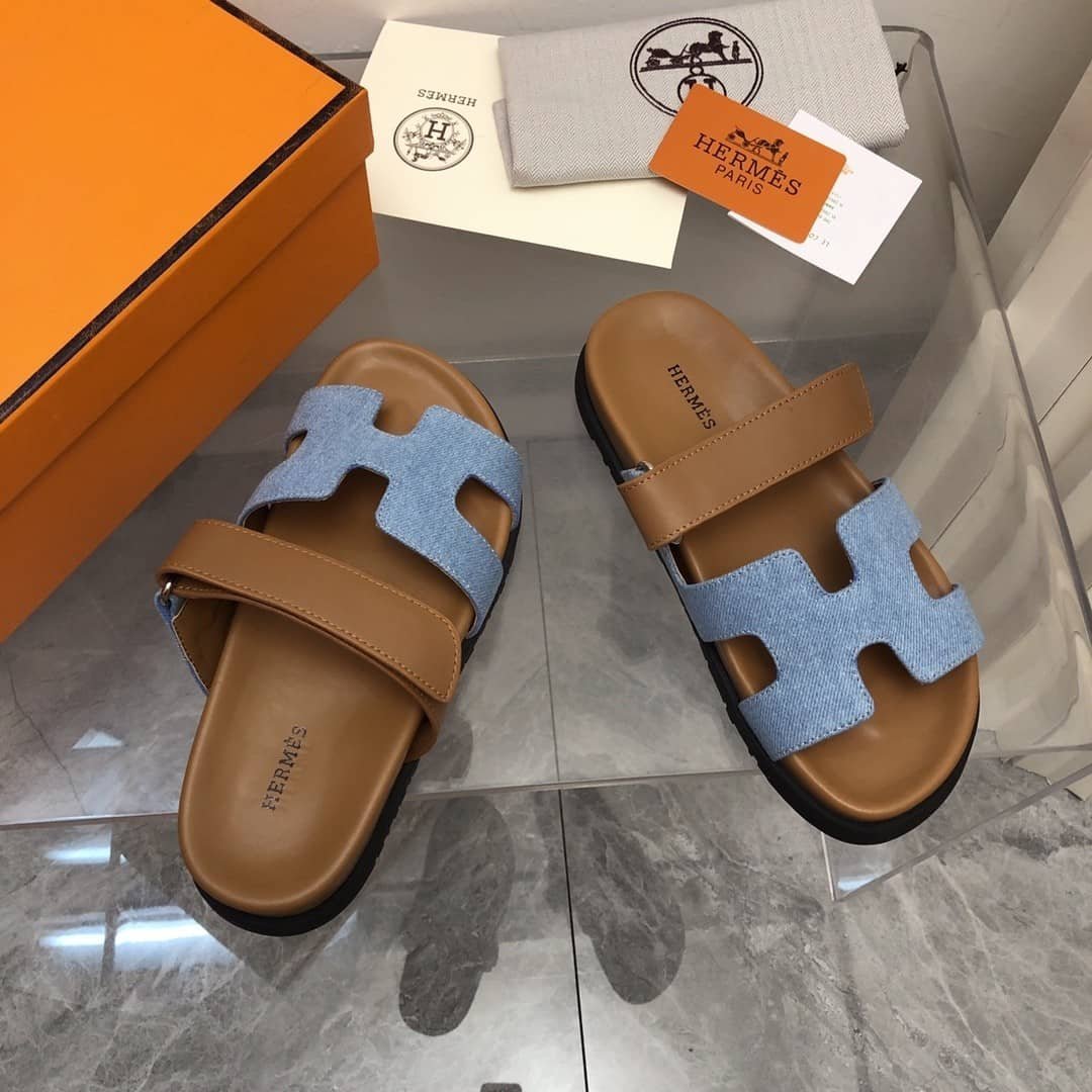 H**me5 Chypre Flat Sandals Denim Brown