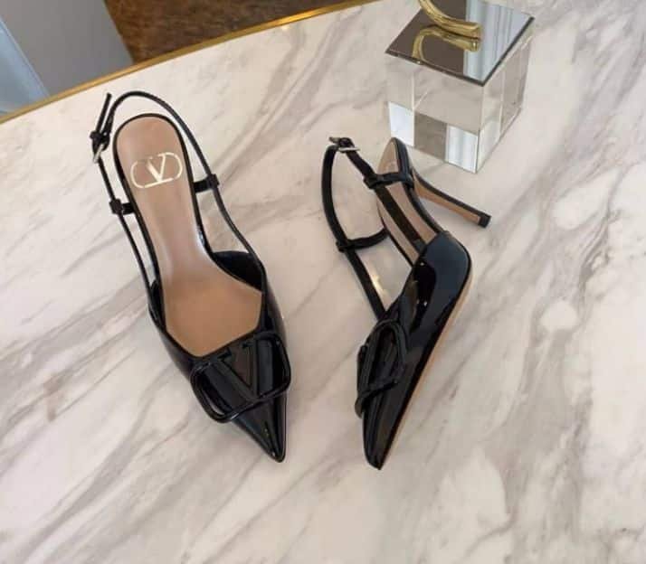 Va1e*ntin0 Garavani Vlogo Signature Patent Leather Slingback Pump Black 4W2S0R01Tmk 0No