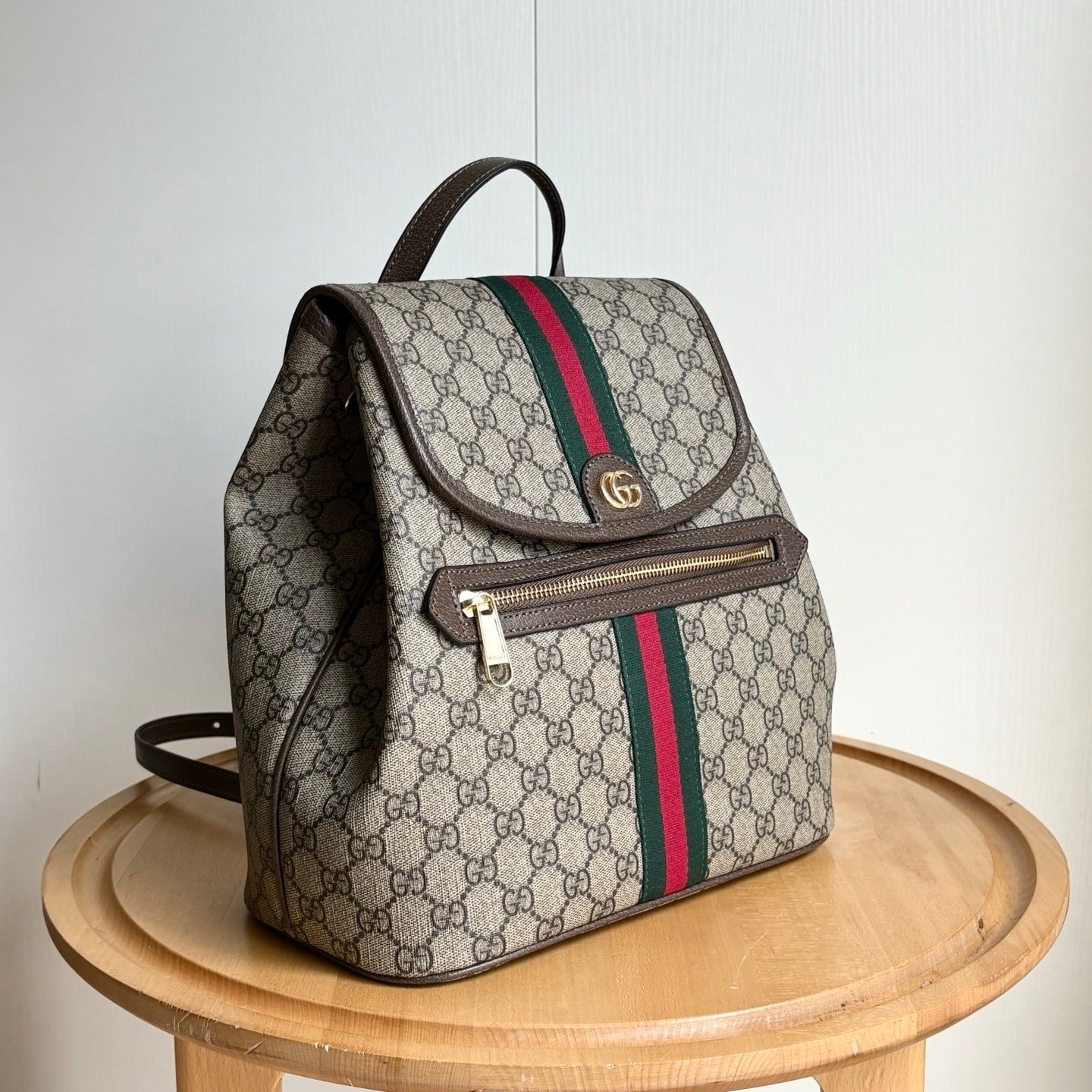 Gvc*1 Ophidia Medium Backpack Beige And Dark Brown 30Cm 836855 Fae0J 9867