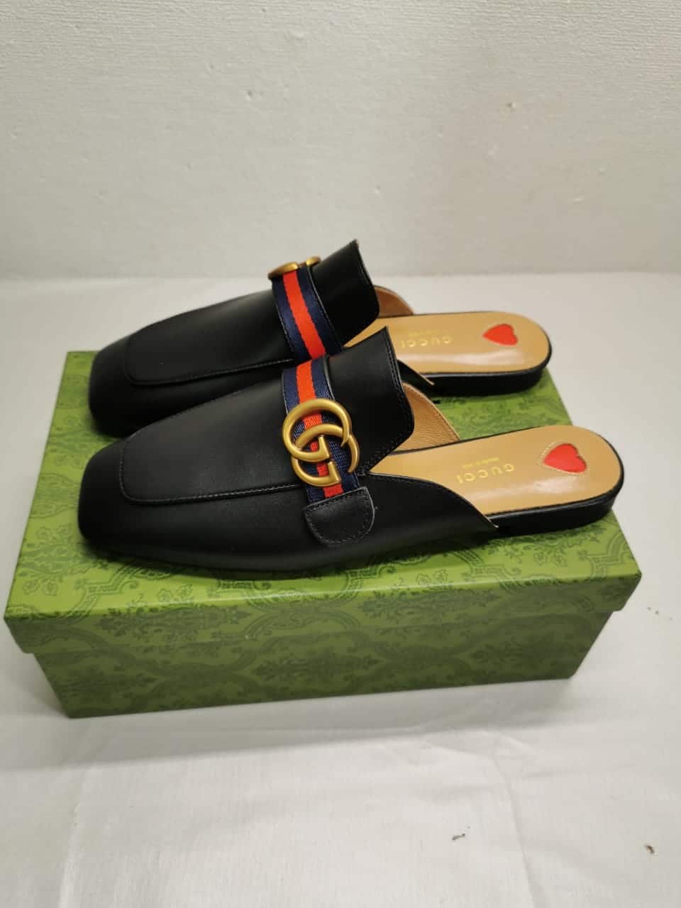 Gvc*1 Women’S Princetown Slipper Double G Black Leather 423694 Dkhc0 1061