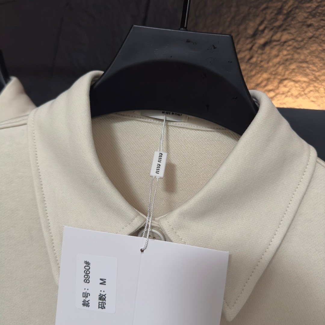 Miu Miu Garment Dyed Cotton Fleece Blouson Jacket Cream Mjl009 14Ru F0K74 S Ooo