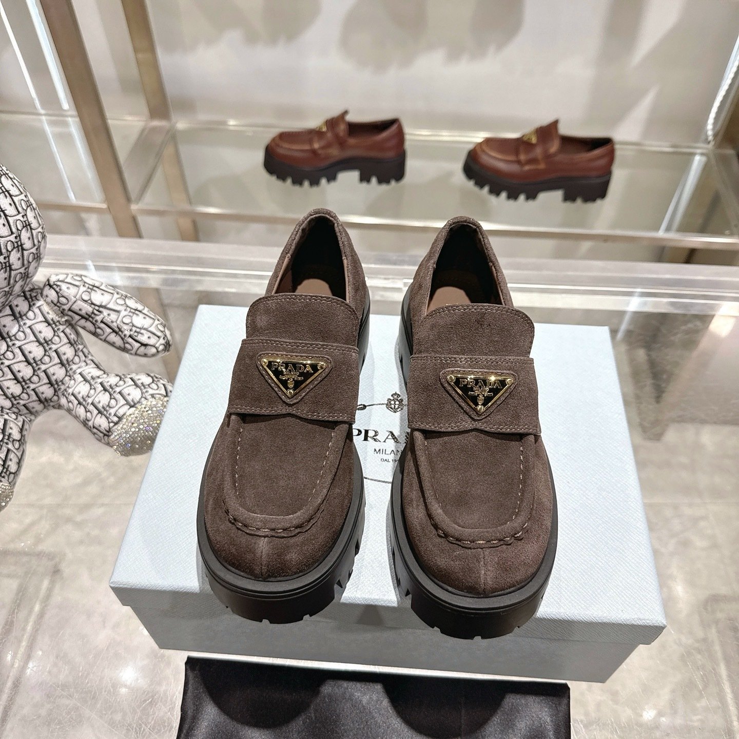 Pra*a Chocolate Suede Loafers Dark Brown 1D246M Mg0 F0003 F G050
