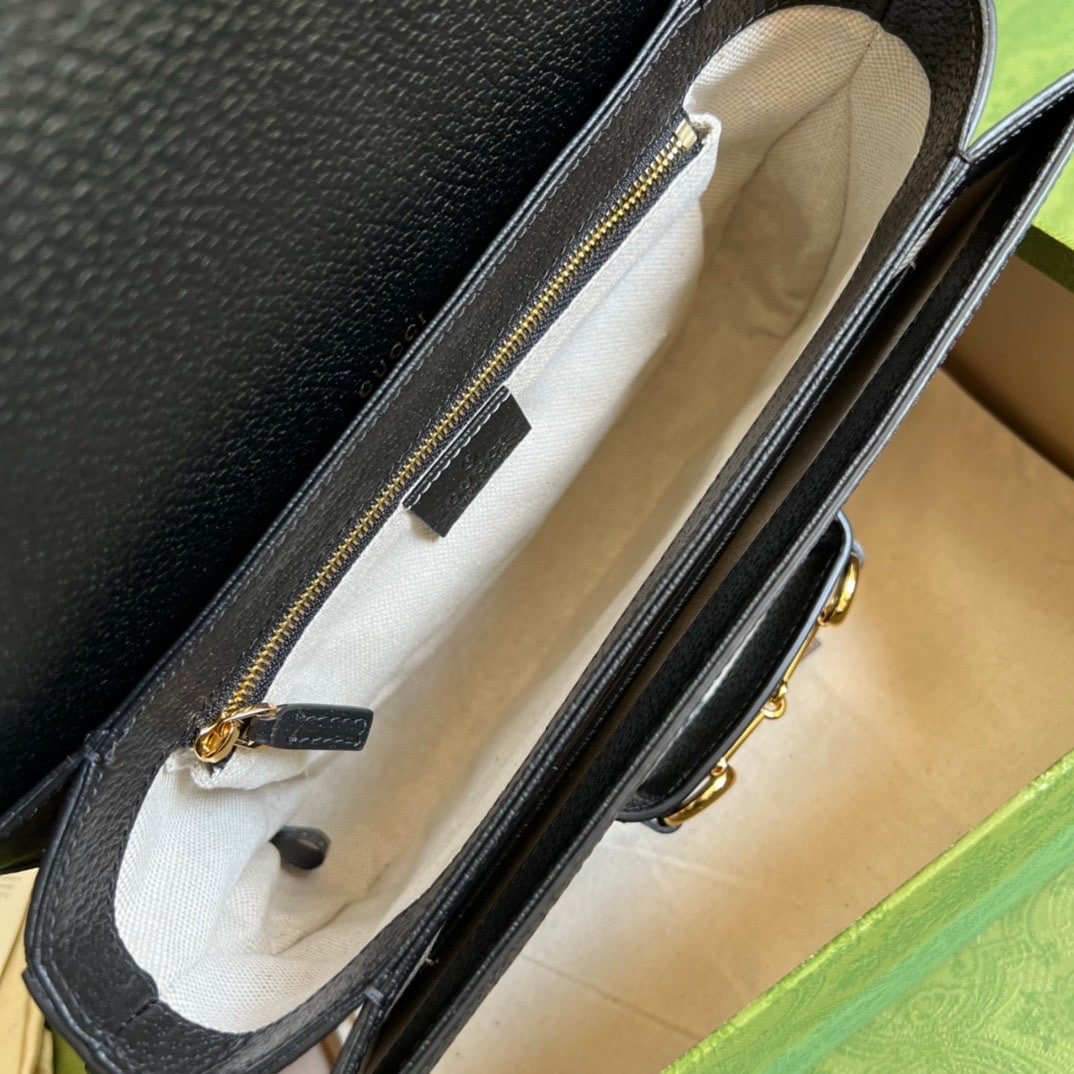 Gvc*1 Horsebit 1955 Original Gg Shoulder Bag Black Ivory 25Cm 602204 Un3Bg 1274