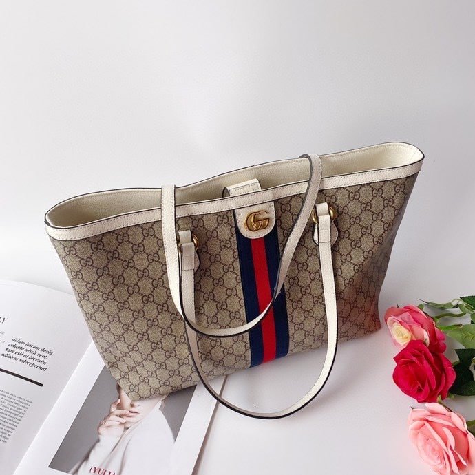 Gvc*1 Ophidia Medium Gg Tote Bag Beige Ebony 38Cm 631685 96Iwb 9794