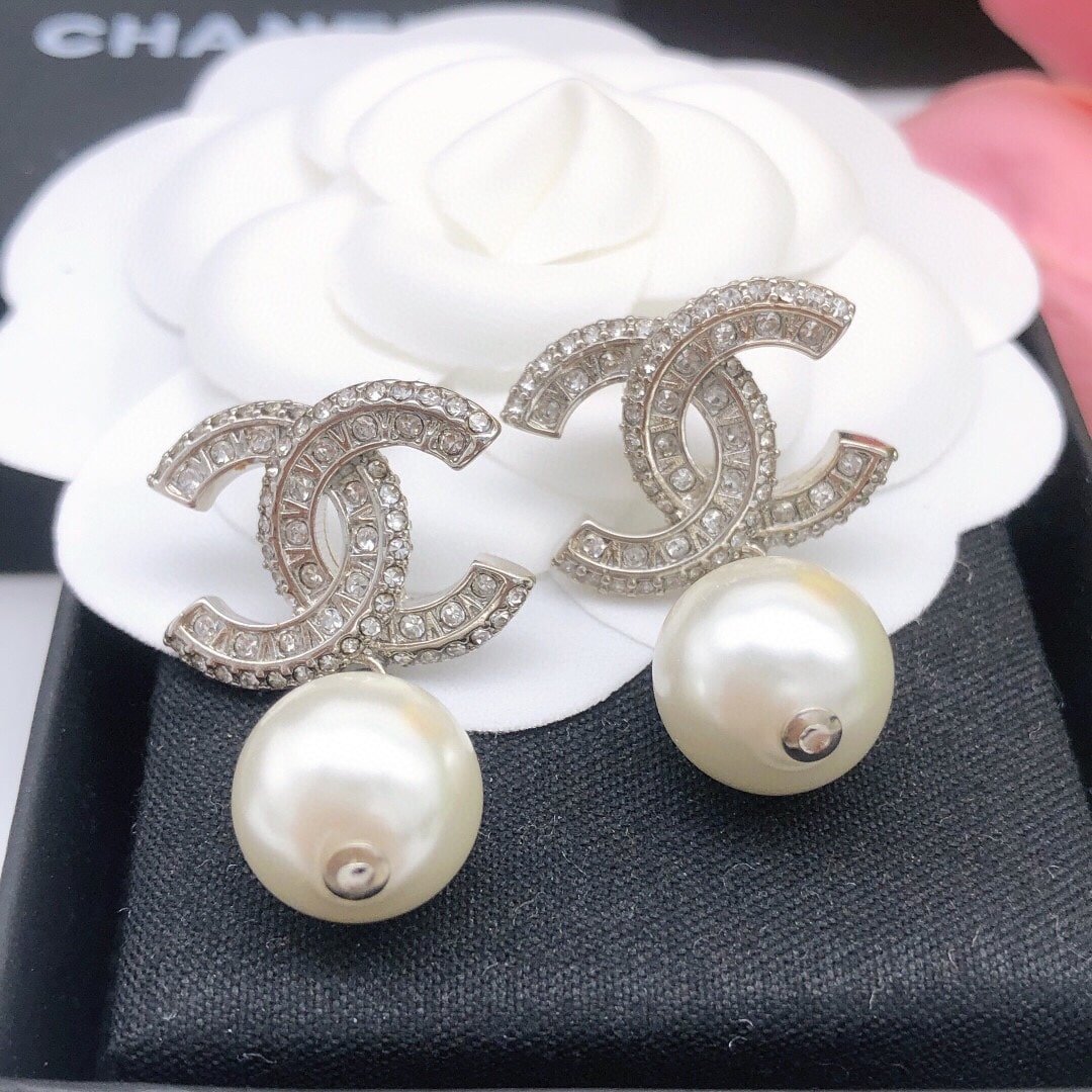 Ch**el Cc Silver Earrings