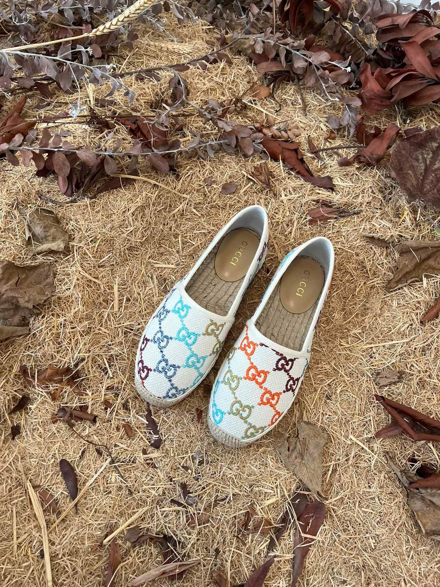 Gvc*1 Women’S Gg Espadrille Sandal Linen Canvas Platform Rubber In Multicolor 78036 Uft70 8470