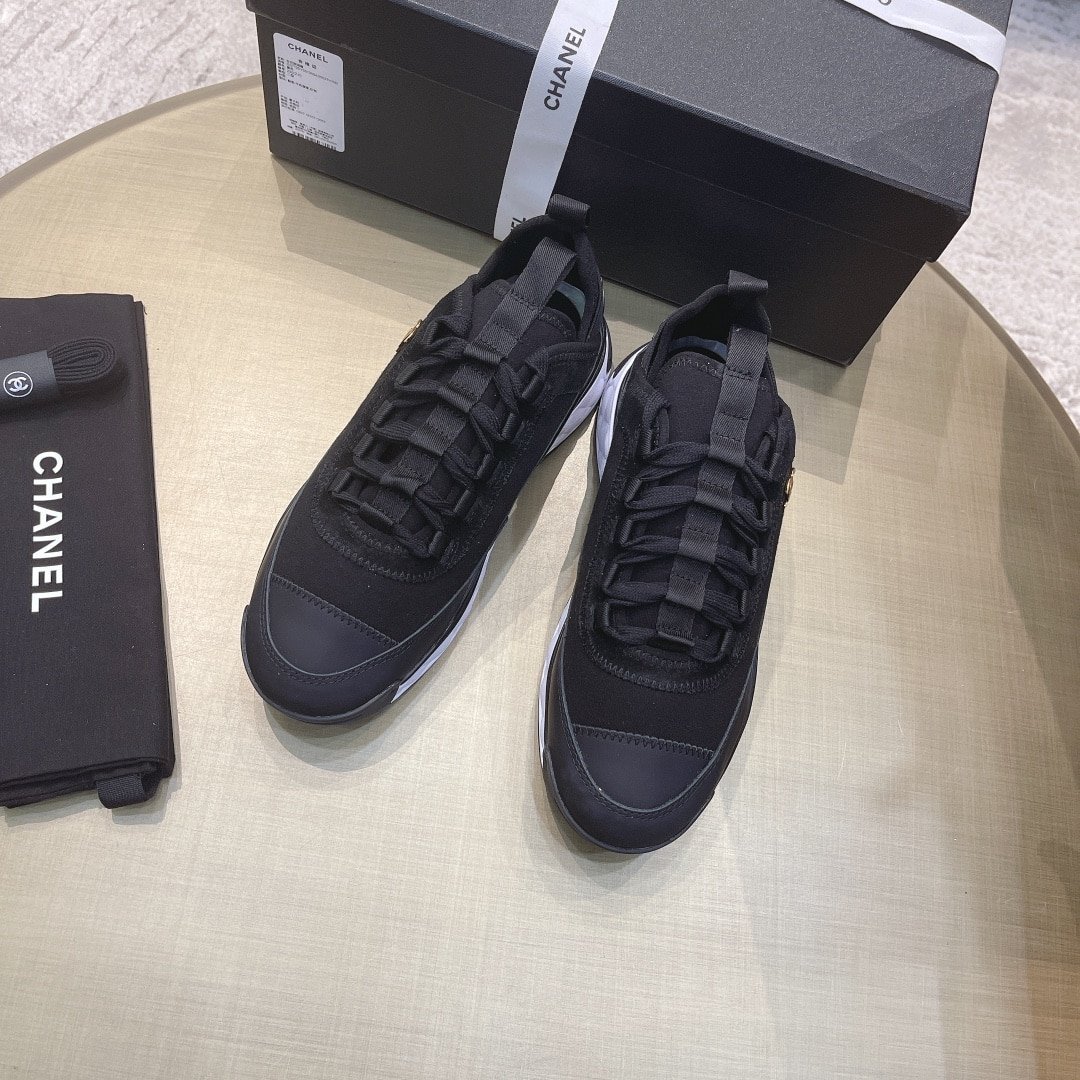 Ch**el Logo Low Top Trainer Sneakers Black G35617 Y53646 94305