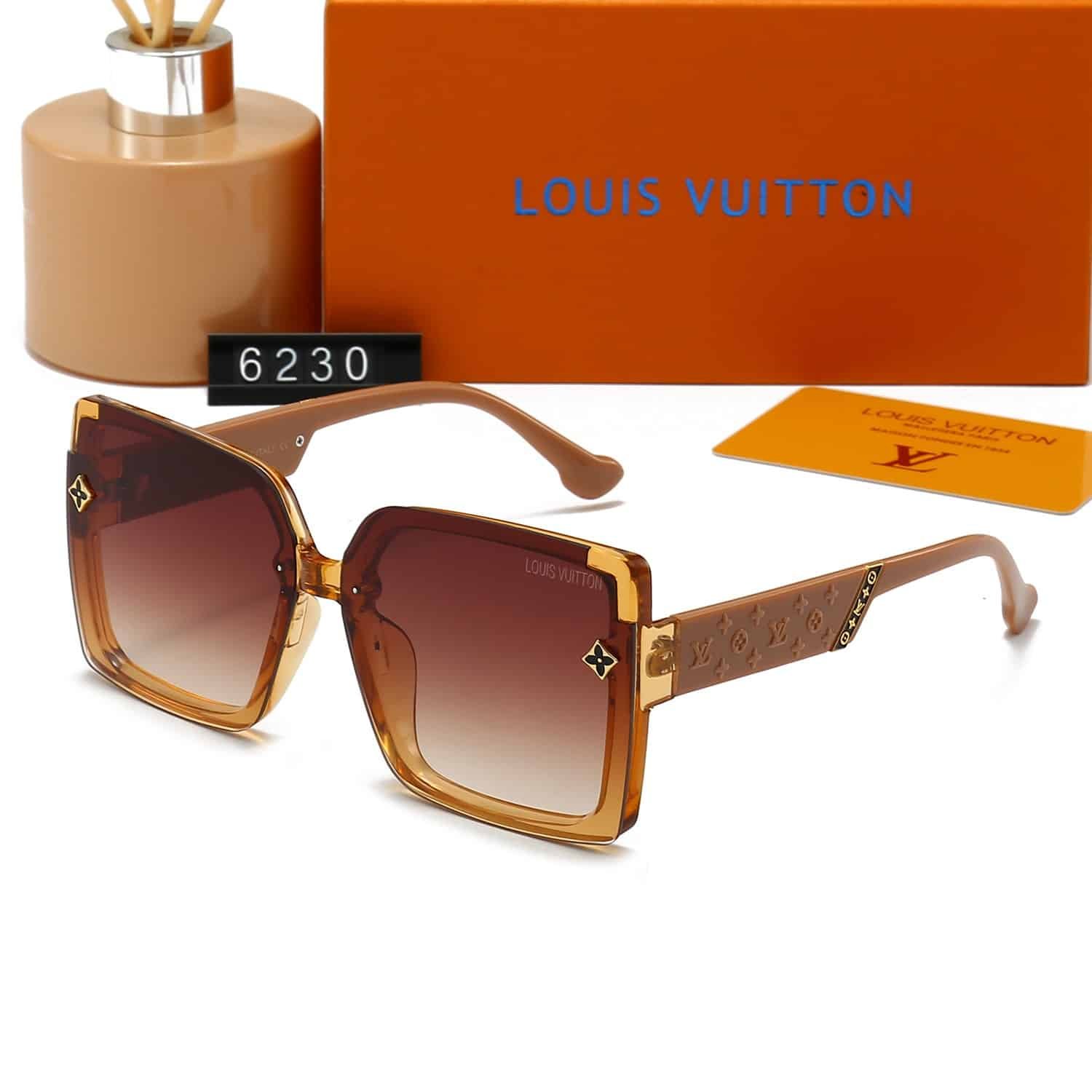 L0vis Vvtt0n Monogram Square Glasses Brown